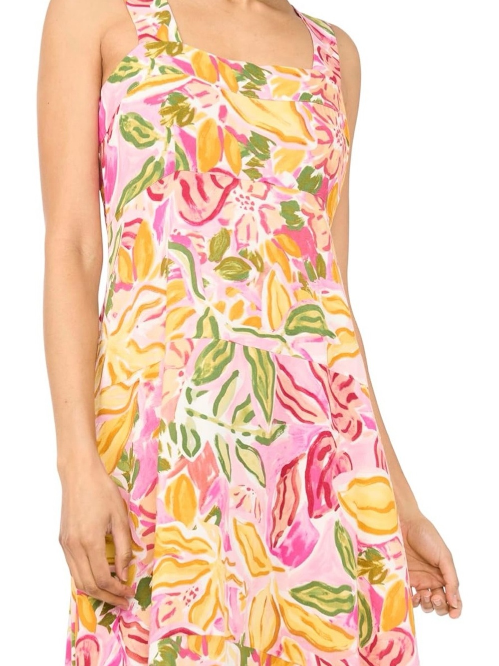 Vince Camuto Women’s Pink Tropical Print Swim Cover-Up Dress wore once